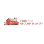 logo from the ground brewery a red barn with silver roof with the lettering in red